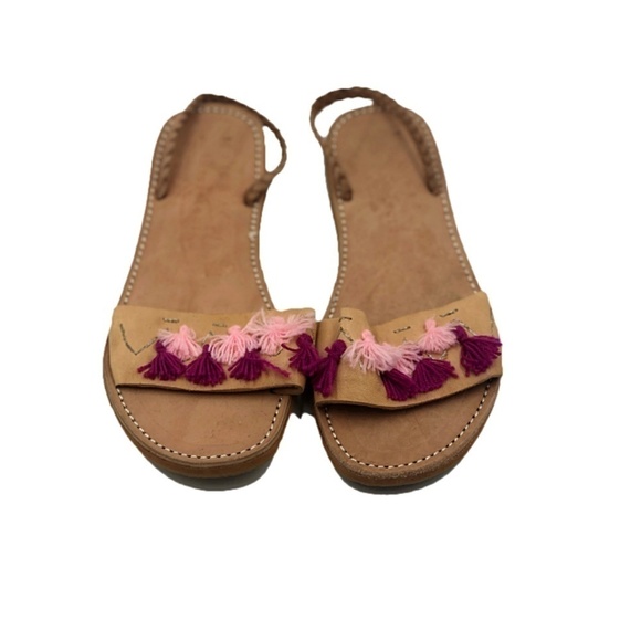 Anthropologie | Handmade Leather Tassel Slingback - Picture 1 of 6